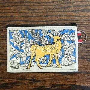 Handpainted darling deer on canvas change purse.